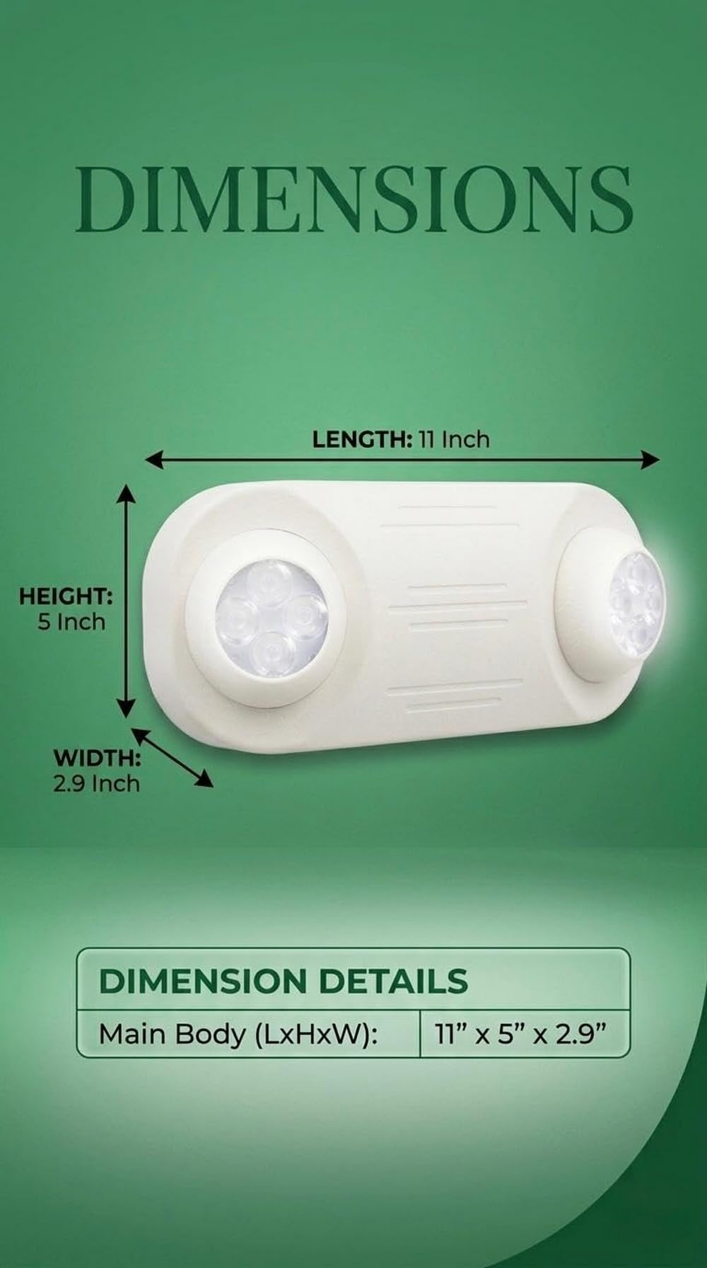 AHA LIGHTING Indoor Super Bright Emergency Light | 1590lm  | 90-Min Battery Backup | 120-277V | Wall Mount