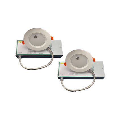 4" 9W ULTRA SLIM LED DOWNLIGHT, 2700K/3000K/3500K/4000K/5000K CCT TUNABLE, 10W EMERGENCY BATTERY BACKUP, 639 LUMENS, 100-270V (2-PACK) - AHA Lighting LED