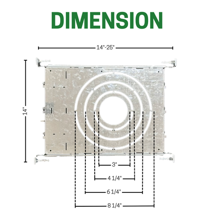 20 Pack New Construction Pre-Mounting Plate with Hanger Bars, 3/4/6/8 Inch Cut Holes - AHA Lighting LED
