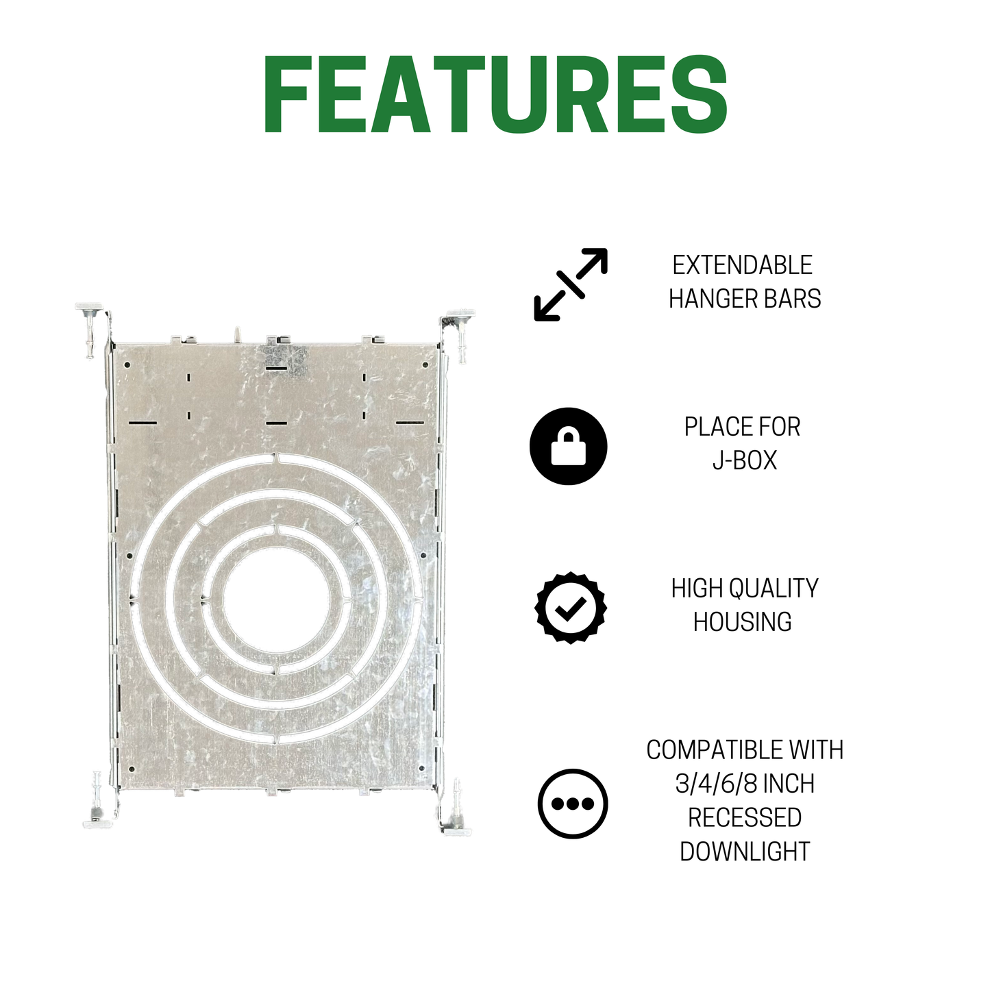 20 Pack New Construction Pre-Mounting Plate with Hanger Bars, 3/4/6/8 Inch Cut Holes - AHA Lighting LED