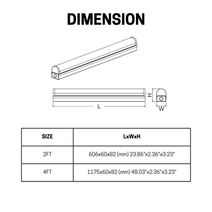 2FT SLIM LINEAR STRIP WITH EMERGENCY BATTERY BACKUP 10W FOR 90 MINS CCT AND WATTAGE TUNABLE 120-277V - AHA Lighting LED