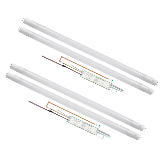 2 Pack 4ft Type C T8 Tube Light Kit With Emergency Battery Driver, 2 Tube&1 Driver, 90 Min Backup Power - AHA Lighting LED